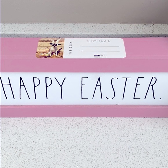 ⚡️FLASH SALE⚡️RAE DUNN HAPPY EASTER SPRING PINK FARMHOUSE SIGN - Picture 2 of 6